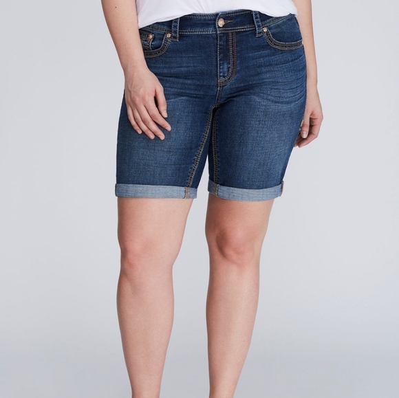 Melissa‎ McCartney Seven7 Bermuda Denim Jean Shorts Plus Size 26 - Picture 1 of 11